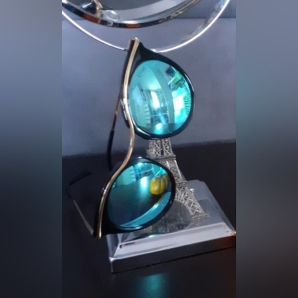 Christian Dior Wire wrap Cat eye Col. 5 polarized blue/black/silver sunglasses - Picture 2 of 5